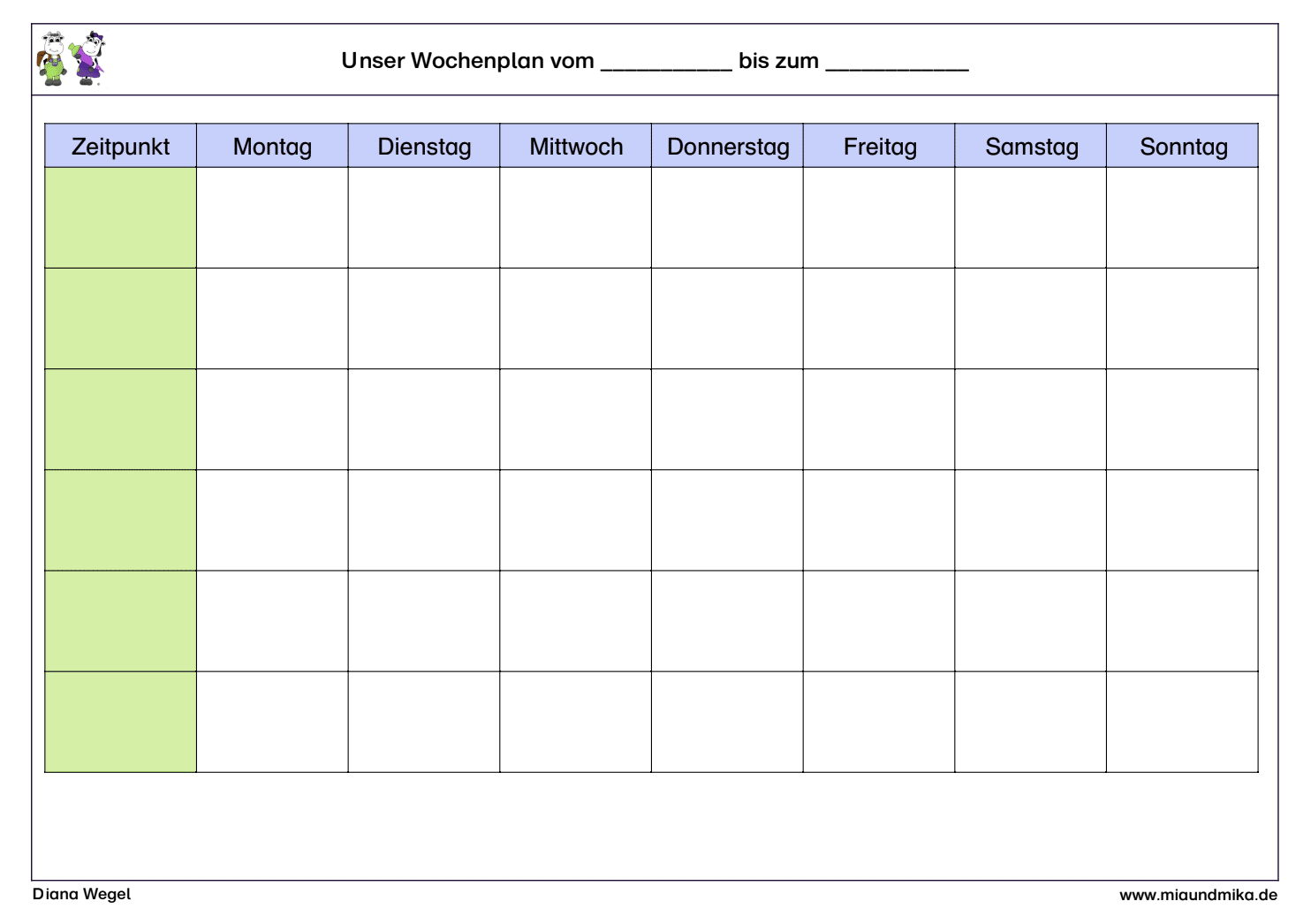 Wochenplan Wochenplan